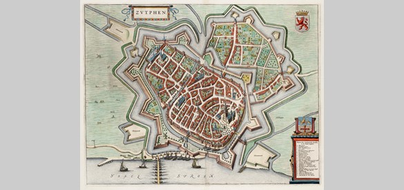 Kaart van Zutphen door Joan Blaeu uit 'Toonneel der Steden' (1649).