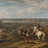 Lodewijk XIV trekt bij Lobith Nederland binnen, Adam Frans van der Meulen (1632–1690), olieverf op doek, 1672. © Rijksmuseum, publiek domein.