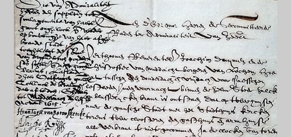 Bedelbrief uit Lochem na de brand in 1615; Zeeuws archief