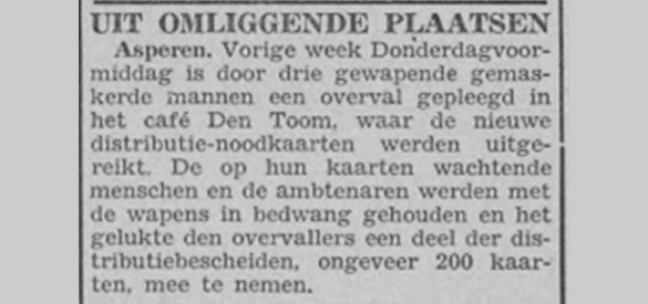 Krantenbericht over de overval in Asperen in januari 1945