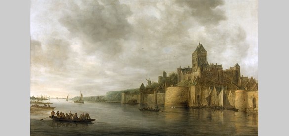 Jan van Goyen – die dit gezicht op de Waal en Valkhofburcht in 1641 schilderde - inspireerde veel schilders met zijn  sfeervolle beelden van de brede rivier waaraan de middeleeuwse burcht monumentaal oprijst.