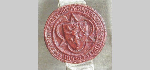 Reinald III van Gelre. Eerste zegel, gebruikt van 20 sep 1344 tot 6 juli 1349 (1344)