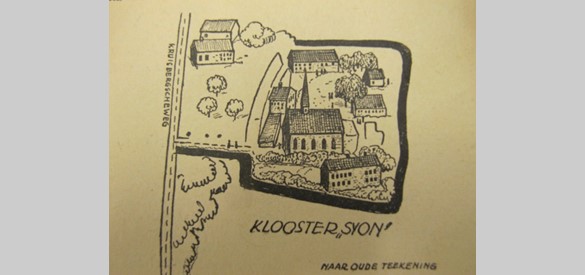 Klooster Sion naar oude tekening (uit: S.H. Lovink: De geschiedenis van Doetinchem)