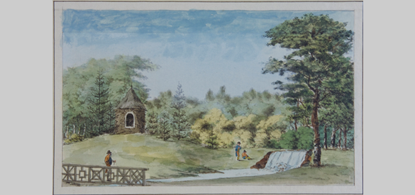 Cascade met de hermitage achter Biljoen, circa 1790