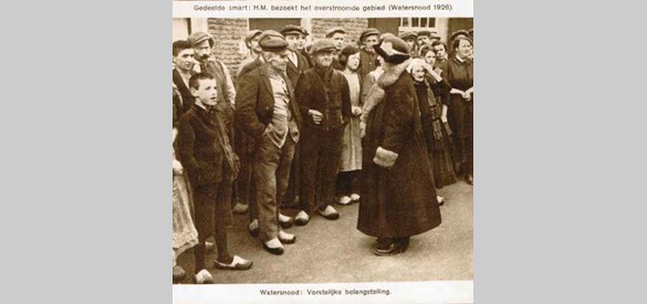 Krantenknipsel bezoek Koningin Wilhelmina bij de watersnoodramp in 1926