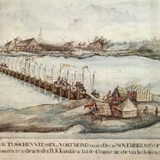 Tekening van de schipbrug van de Kozakken bij Veessen
