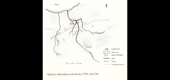 Nijkerk-Arkemheen omstreeks 2700 vóór Christus (in: Frank van Dooren, Landschappen van Nijkerk-Arkemheen (Nijkerk: Uitgeverij G.F. Callenbach bv, 1986) 17.