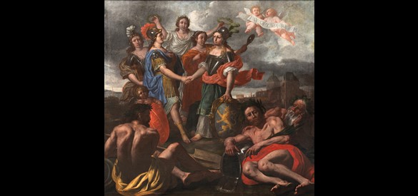 Het verbond tussen Bataven en Romeinen, Nicolaes van Helt Stockade, 1665.