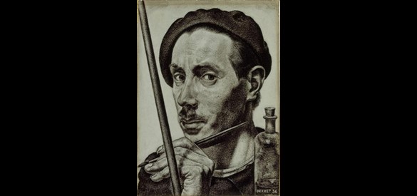Zelfportret met baret, Dick Baret, 1936.