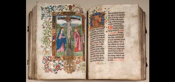 Bladzijdes uit de missaal van het bakkersgilde, Atelier Fraterhuis Nijmegen, 1483.