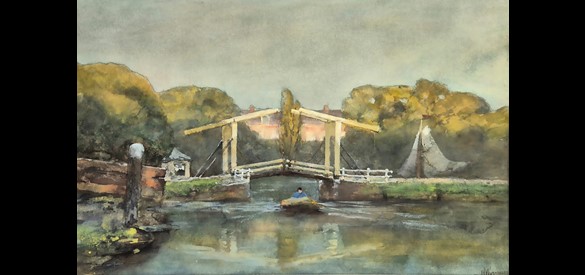 J.H. Wijsmuller, aquarel van brug.