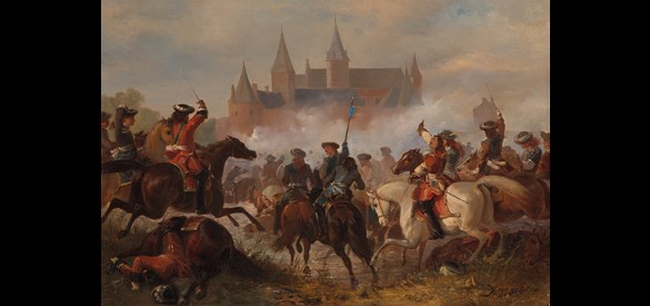 Anno 1672. Condé raakt bij de Franse overtocht van de Rijn gewond, Karel Frederik Bombled, ca. 1837-1897.