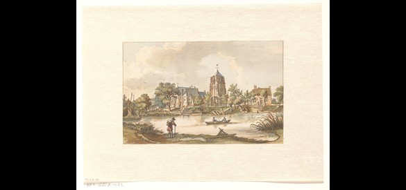 Gezicht op Acquoy aan de Linge in 1750.