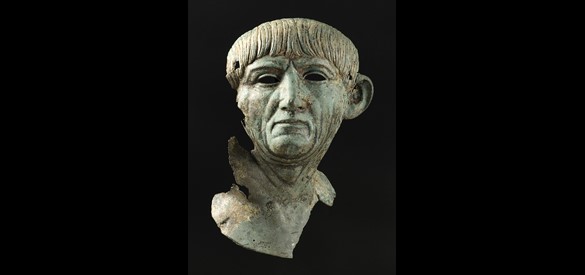 Bronzen portretkop van Trajanus, eind 1ste eeuw n.Chr., gevonden vlakbij Xanten.