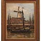 Schilderij, voorstellende botters in de haven van Harderwijk met de molen op de achtergrond, door Reinier Bakels, ca. 1925. © Stadsmuseum Harderwijk