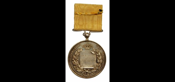 Medaille uitgereikt door Koning Willem III na dijkdoorbraak bij Brakel in 1861.