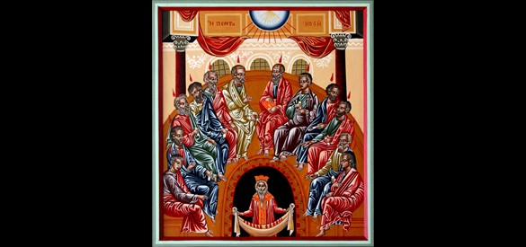 ‘Pentekoste’ (Pinksteren), geschilderd naar een icoon uit de 1e helft van de 18e eeuw, afkomstig van de Ionische eilanden.