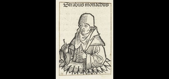 Portret van Walafried Strabo (ca. 808 - 849), houtsnede uit 1493.