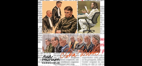 Affiche van de tentoonstelling ‘Petra Urban, rechtbanktekenaar’.