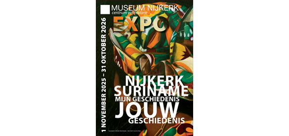 Affiche uit de tentoonstelling 'Nijkerk-Suriname, mijn geschiedenis, jouw geschiedenis" van Museum Nijkerk.