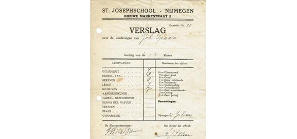 Jan Spaans basisschoolrapport.