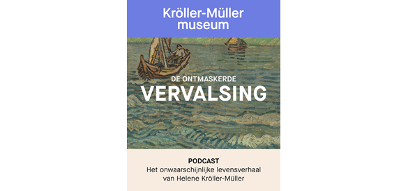 Promotiemateriaal van de podcast 'De ontmaskerde vervalsing'.