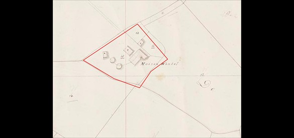 Muiswinkel, Ravenswaaij. Uitsnede uit de kadastrale kaart van 1832.