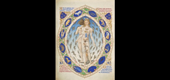 Gebroeders Van Lymborch, Astrologische Mens, uit Les Très Riches Heures, 1411/1412-1416. Collectie Musée Condé, Chantilly.