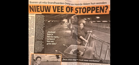 Krantenartikel over de gevolgen van de MKZ-crisis.