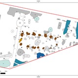 De Gasselte-B boerderij en andere erfgerelateerde sporen op de zogenaamde allesporenkaart © EARTH Integrated Archaeology