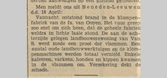 Bericht over klompenfabriek Van Ooyen in Beneden-Leeuwen