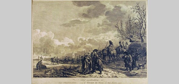 Pichegru steekt de bevroren Waal over, 1794, Cornelis Brouwer, naar Dirk Langendijk, 1795