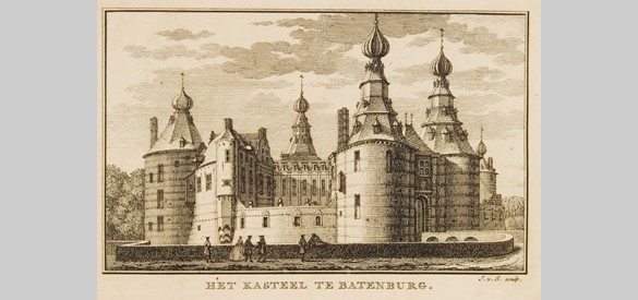 Gezicht op kasteel Batenburg, door Hendrik Spilman - circa 1740
