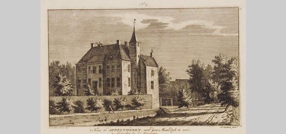 Gezicht op kasteel Appeltern, Hendrik Spilman, naar Abraham de Haen (II), 1794 – 1834