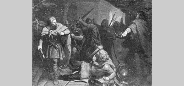 De moord op Godfried de Noorman, door Jacobus van Dijck (1817-1896)