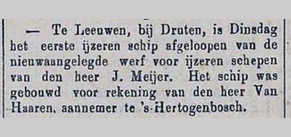 Het eerste stalen schip van Meijer, De Zuidwillemsvaart, 19 december 1892