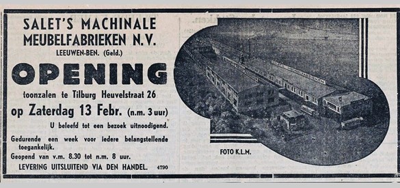 Salet opent toonzaal in Tilburg, advertentie in de Nieuwe Tilburgsche Courant 11 februari 1932