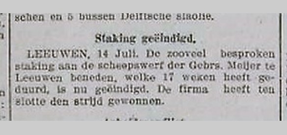 Het einde van de staking, Courant 17 juli 1916