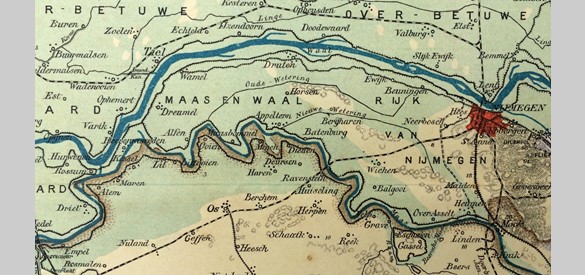 Het tracé van de stoomtram op een oude atlaskaart