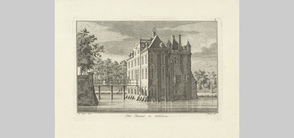 Gezicht op het kasteel te Gellicum, Caspar Jacobsz. Philips, after Jan de Beijer, 1752 - 1789