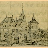 Kasteel Palmesteyn in Deil - Tekening van Jacob Stellingwerf, 1653 © Jacob Stellingwerf, PD 