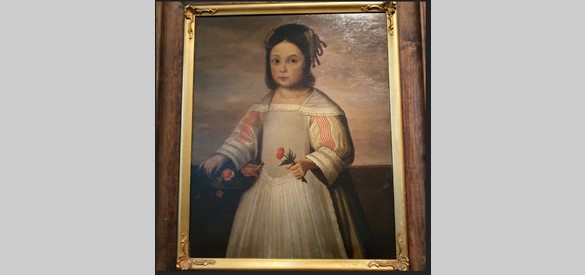 Eén van de gevonden portretten in de archieftoren. Waarschijnlijk van Anna Elisabeth van den Bergh, dochter van Madeleine du Cusance (1645-1657).