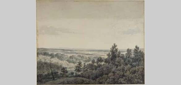 Gezicht vanaf de Stenen Tafel te Klarenbeek op o.a. de IJssel (1828)