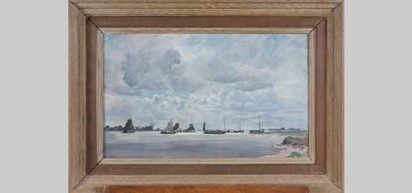 Schepen: Tjalken op de IJssel bij Hattem, Jan Voerman 1906-1907.