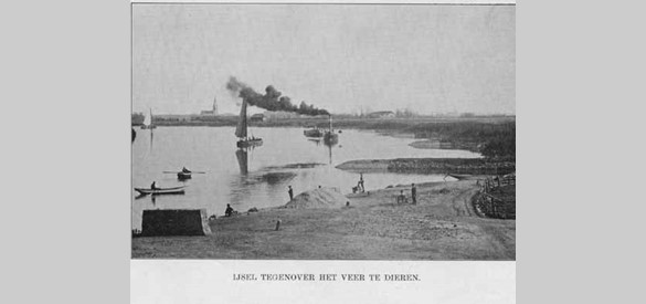 Veren: IJssel tegenover het Veer te Dieren. Al in 1269 wordt het Dierense veer naar Olburgen genoemd.