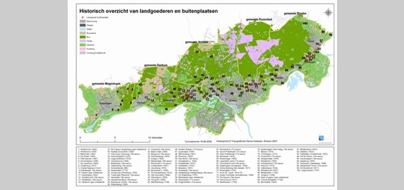 Kastelen en buitenplaatsen: Historisch overzicht van landgoederen en buitenplaatsen. ‘Nieuw Gelders Arcadië’ is een project waarbij alle landgoederen van de Veluwezoom in kaart worden gebracht.