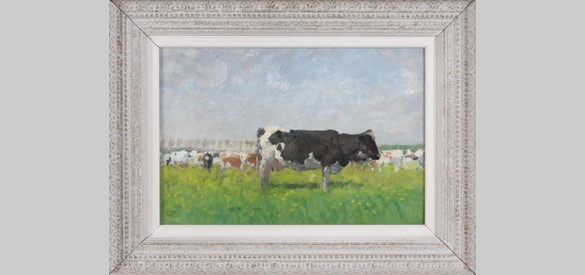 Boerderijen: Landschap met koeien, Jan Voerman. Koeien in uiterwaarden en weilanden waren een favoriet thema bij schilders omstreeks 1900.