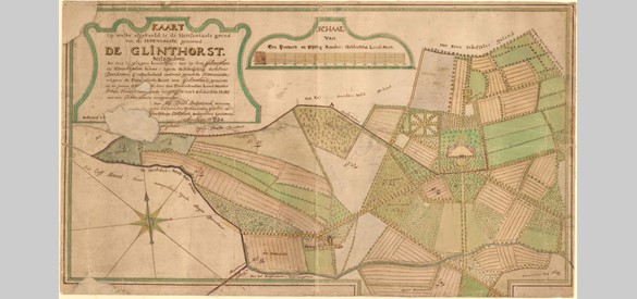 Kaart van de Glinthorst, door Frederik Beijerink, 26 maart 1774, gekopieerd door H. Bouwheer, 4 juni 1890