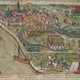 Inname van Zutphen door Don Frederique van Toledo. Het beeld inclusief de kerk staat in spiegelbeeld. De stad is van de noordkant aangevallen. © PD.