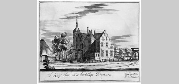 Huis de Hees, door Jacobus Stellingwerf naar Maximiliaan de Raedt (1721)